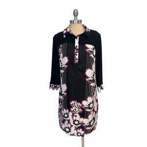Laundry By Shelli Segal Shirt Dress Black Floral Size 6 NWT